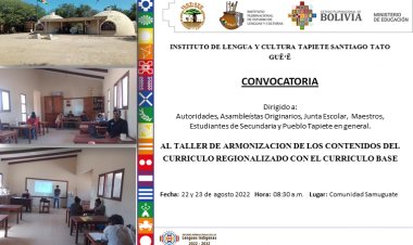 TALLER DE ARMONIZACION DE LOS CONTENIDOS DEL CURRICULO REGIONALIZADO  TAPIETE CON EL CURRICULO BASE