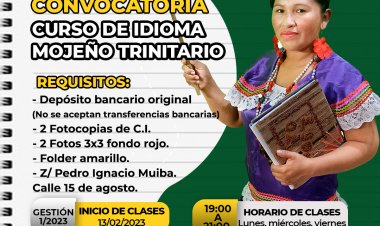 CONVOCATORIA CURSO DE IDIOMA MOJEÑO TRINITARIO DEL NIVEL BASICO