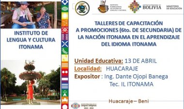 TALLERES DE CAPACITACIONES APRENDIENDO EL IDIOMA ITONAMA