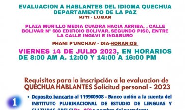 EVALUACIÓN A SOLICITUD PERSONAL MES DE JULIO EN LA CIUDAD DE LA PAZ