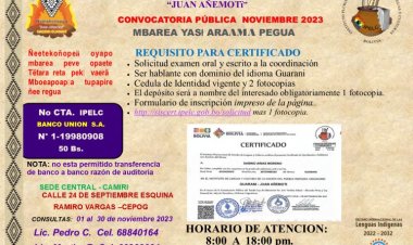 CONVOCATORIA PÚBLICA NOVIEMBRE 2023