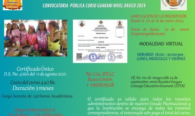 AMPLIACIÓN DE LA CONVOCATORIA CURSO GUARANI 2024