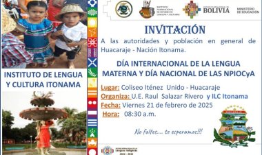 HUACARAJE INVITA A LOS FESTEJOS DEL 21 DE FEBRERO "DÍA INTERNACIONAL DE LA LENGUA MATERNA"