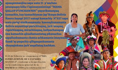 ILC- Quechua/ 21 jatunpuquy killapi T’iqsimuyupi “Mama qallu p’unchawnin yuyarikun”.