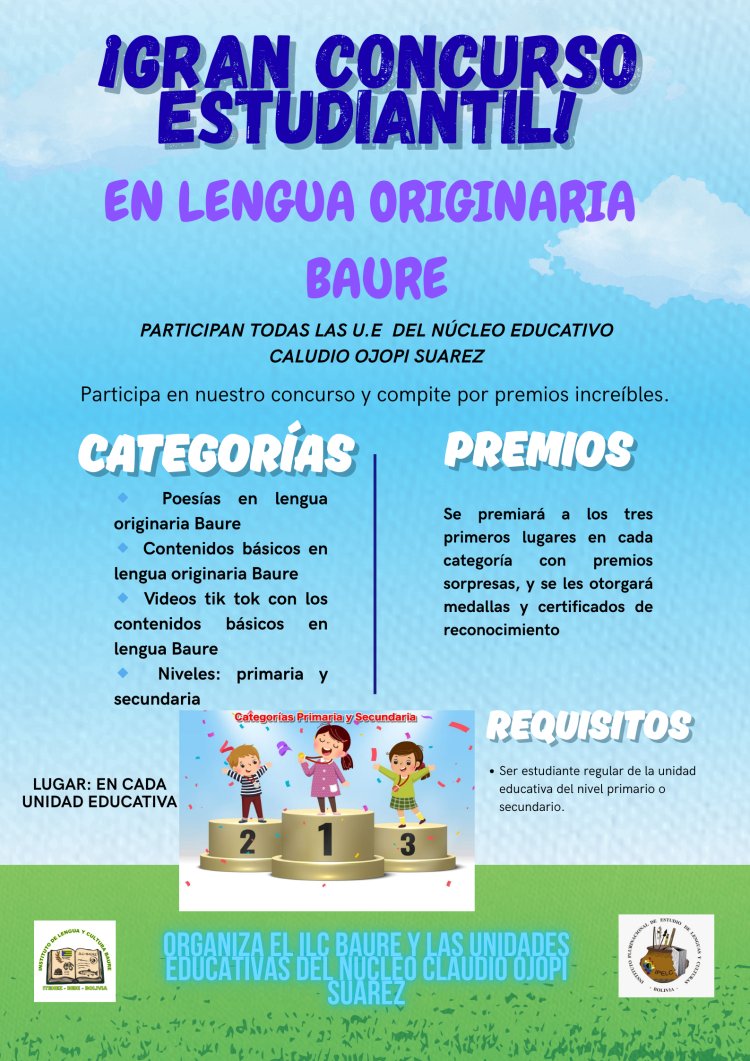 CONVOCATORIA AL CONCURSO ESTUDIANTIL EN LENGUA BAURE, GESTIÓN 2025
