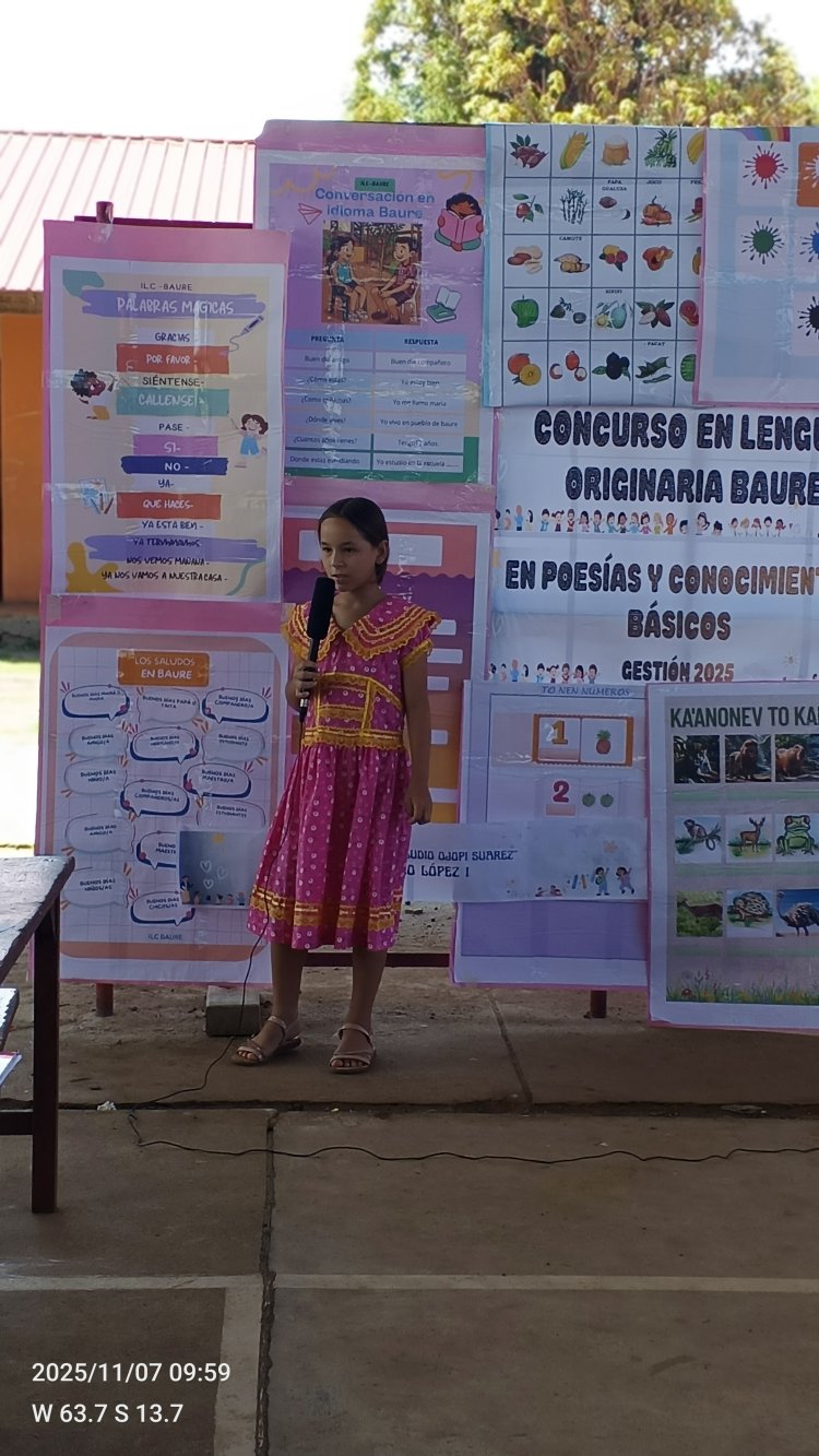 ILC-BAURE - IPELC, CONCURSO ESTUDIANTIL EN LENGUA ORIGINARIA BAURE: POESÍAS Y CONOCIMIENTOS BÁSICOS DE LA LENGUA BAURE